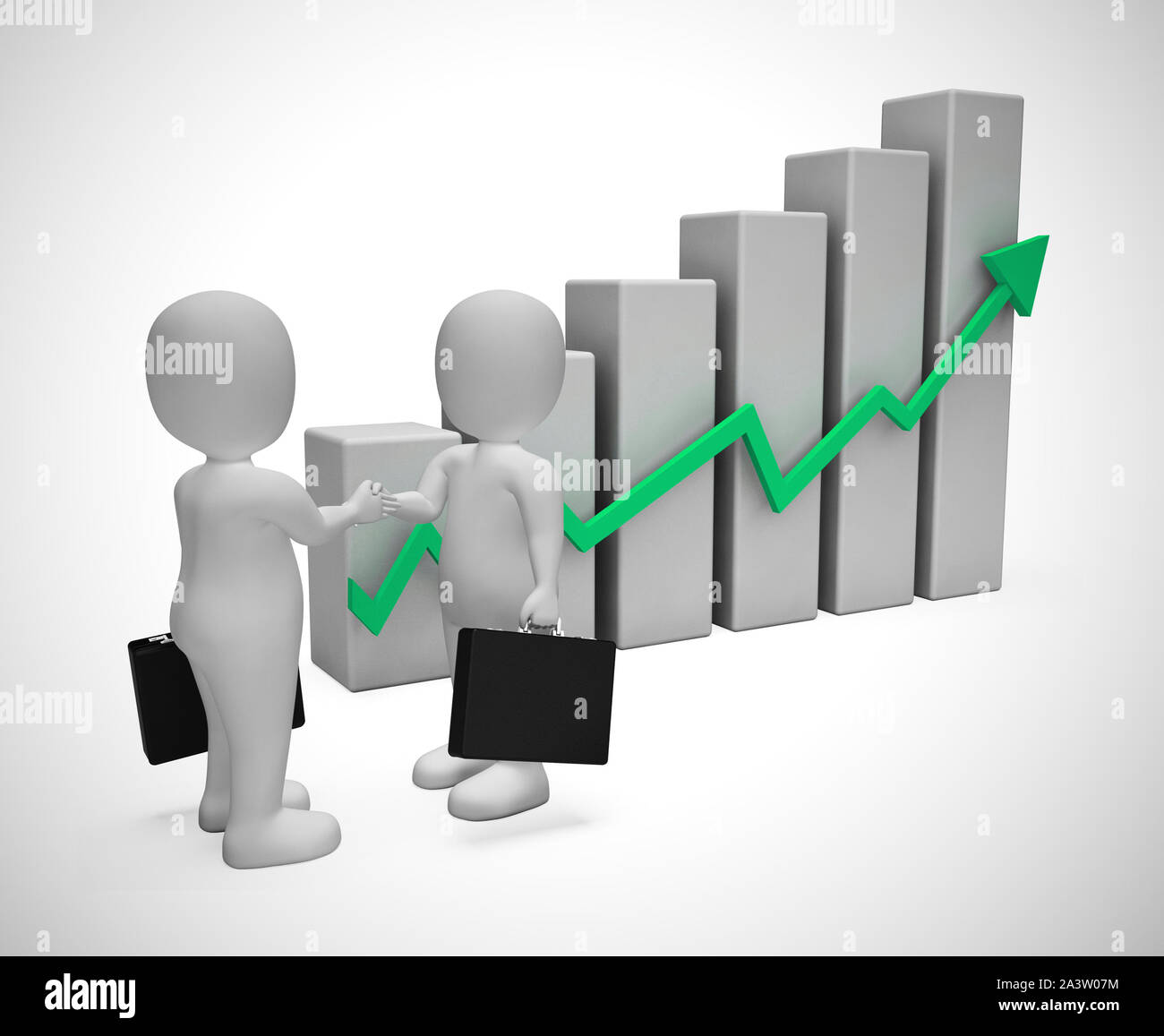 Graph going upwards means success and increased profits. Business growing and trends higher for gain - 3d illustration Stock Photo