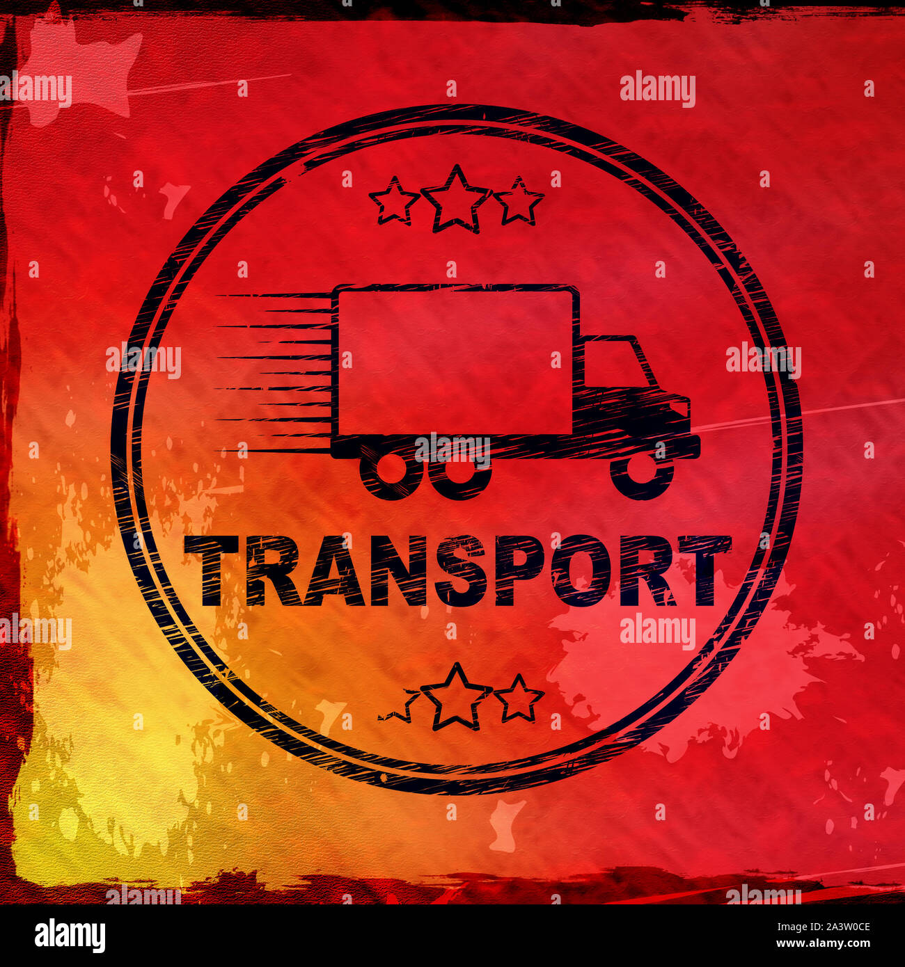 Transport stamp means delivery and haulier services. Express carrier or parcel shipping