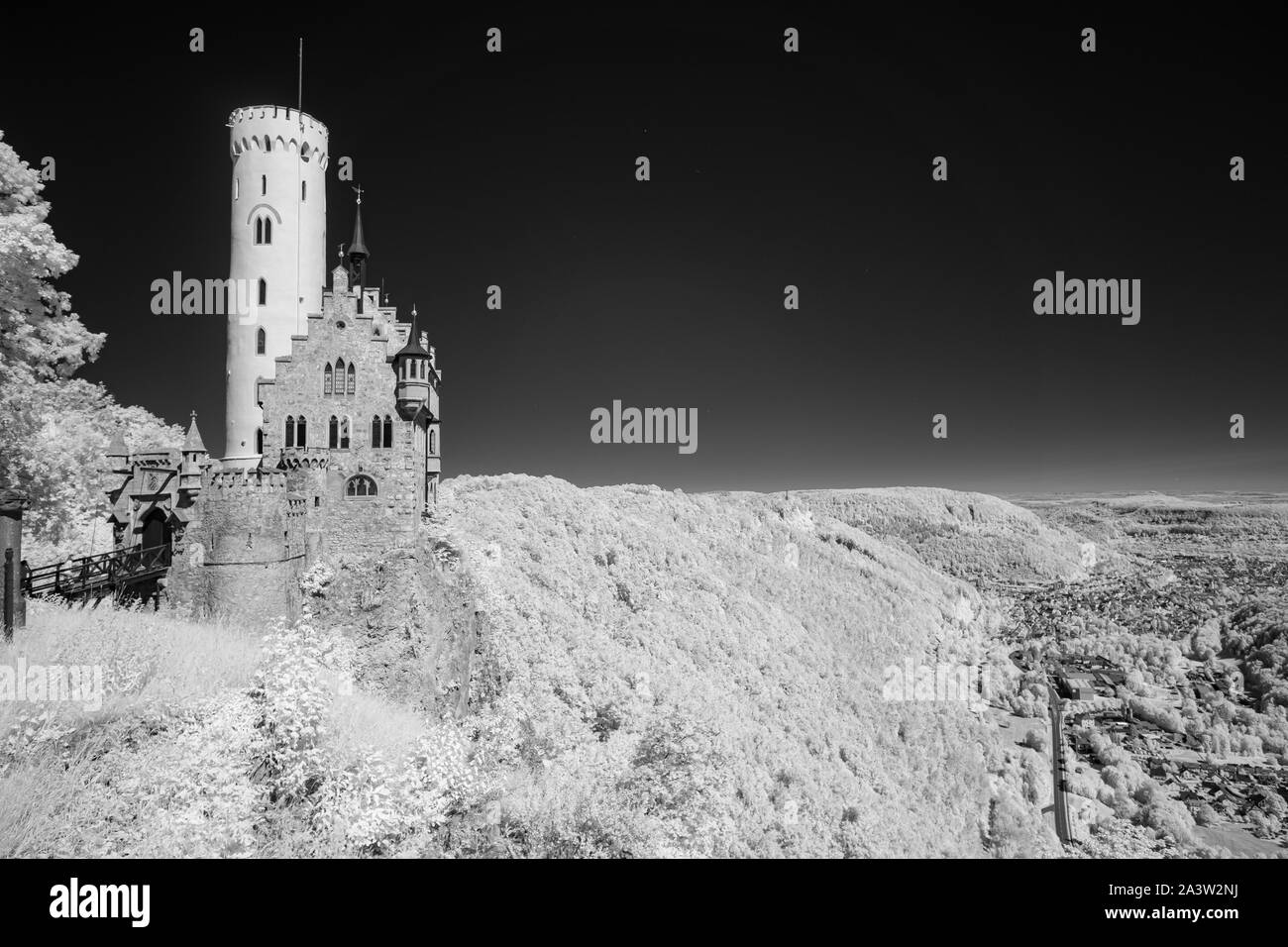Castle in Germany in black and white infrared photography Stock Photo