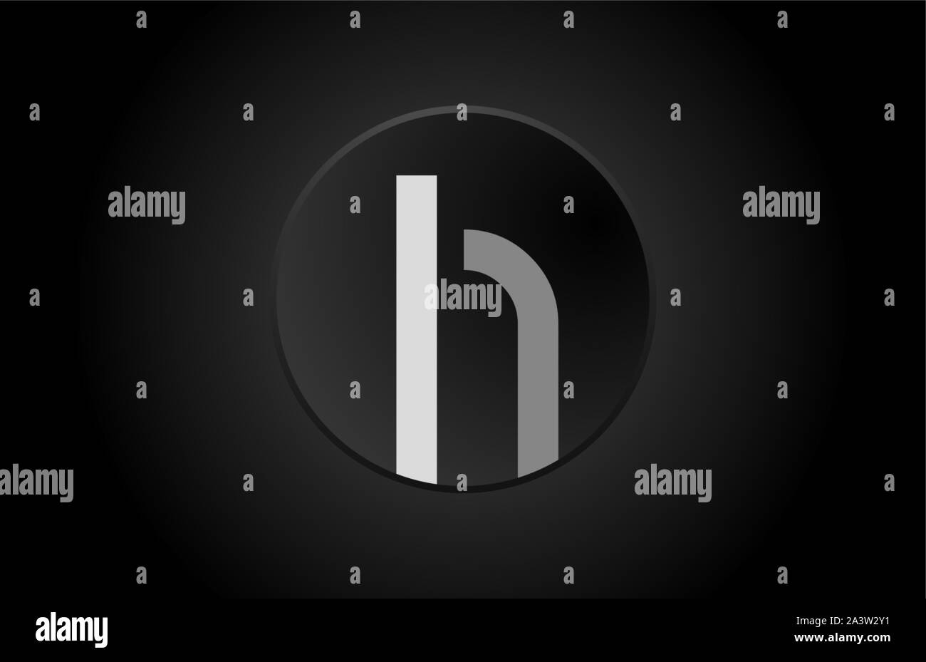 black and white alphabet letter h circle logo design suitable for a ...