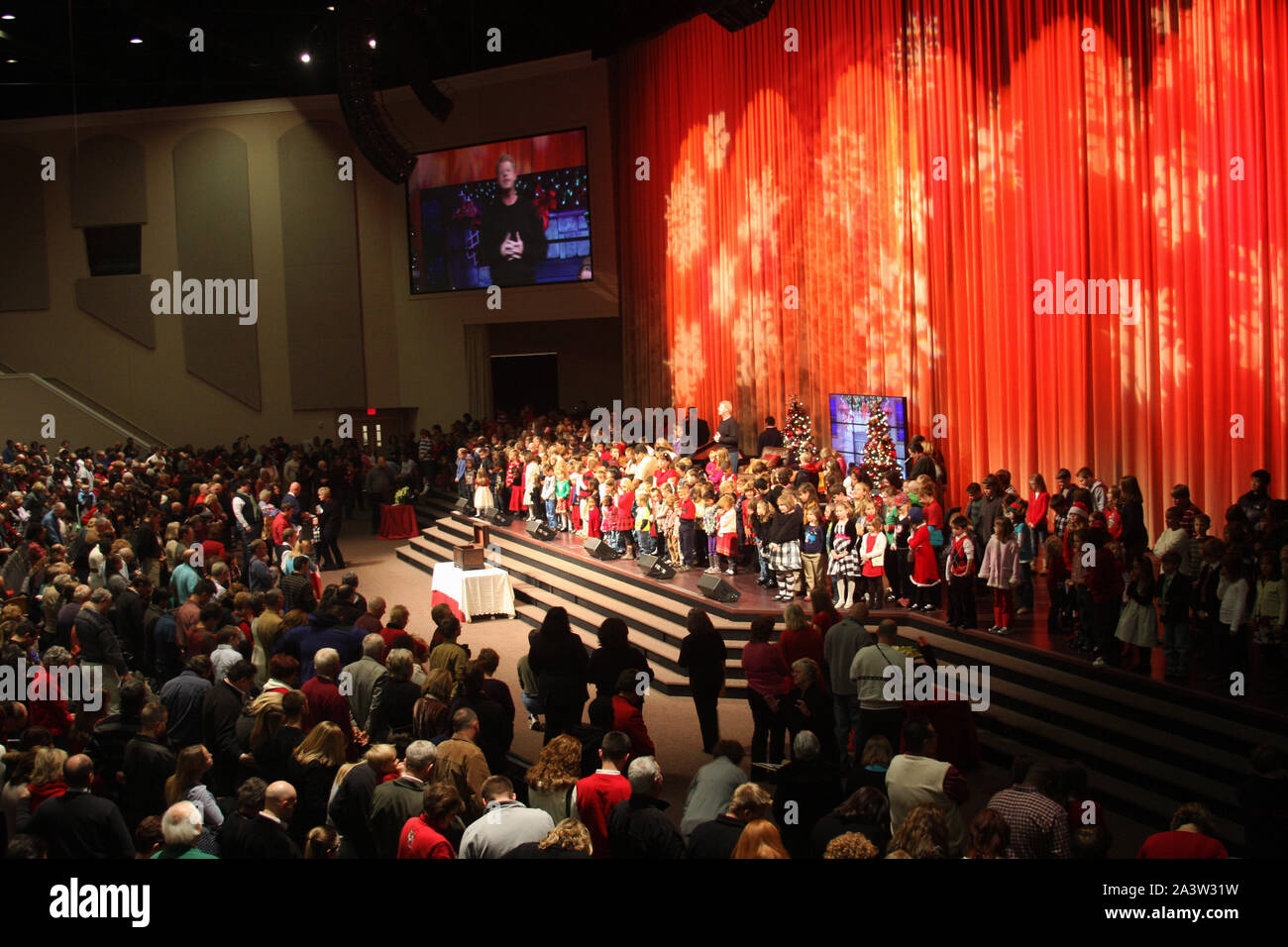 Lynchburg, VA, USA. Children on the stage at Thomas Road Baptist Church