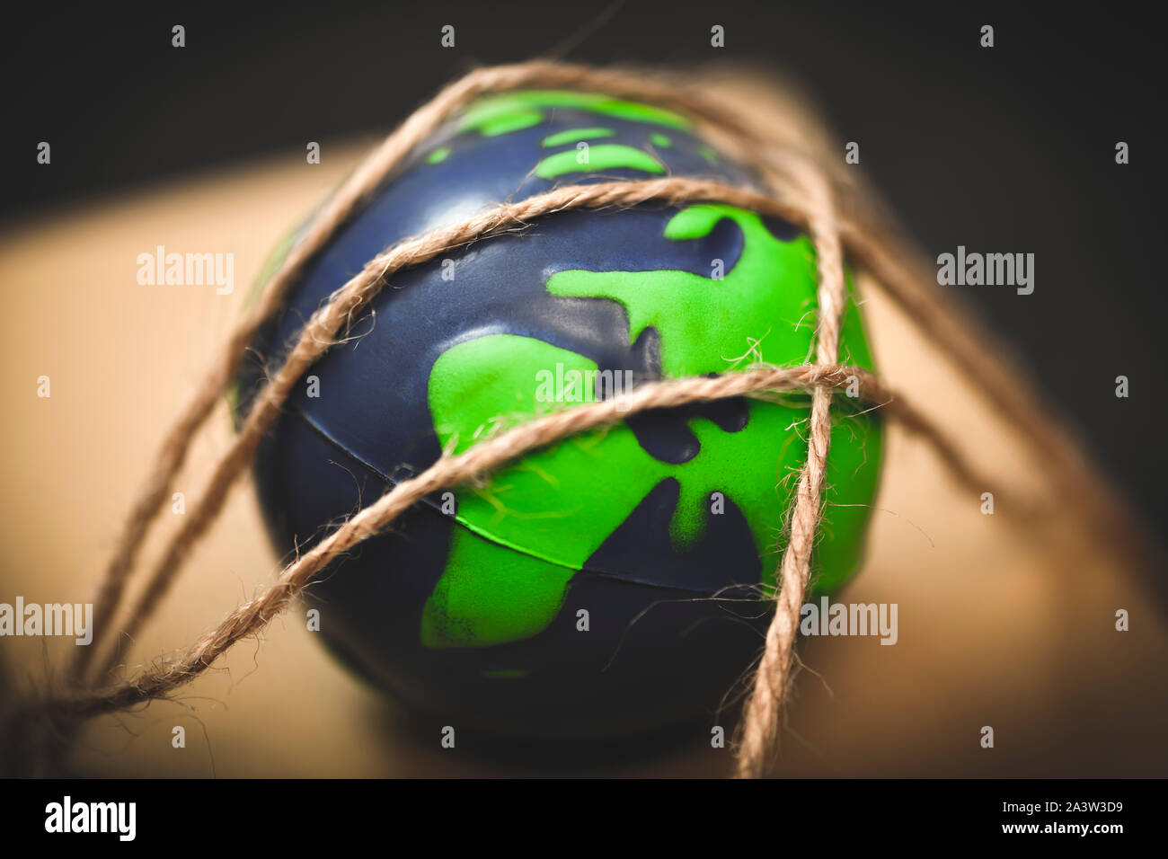 Earth and package, climate policy Stock Photo