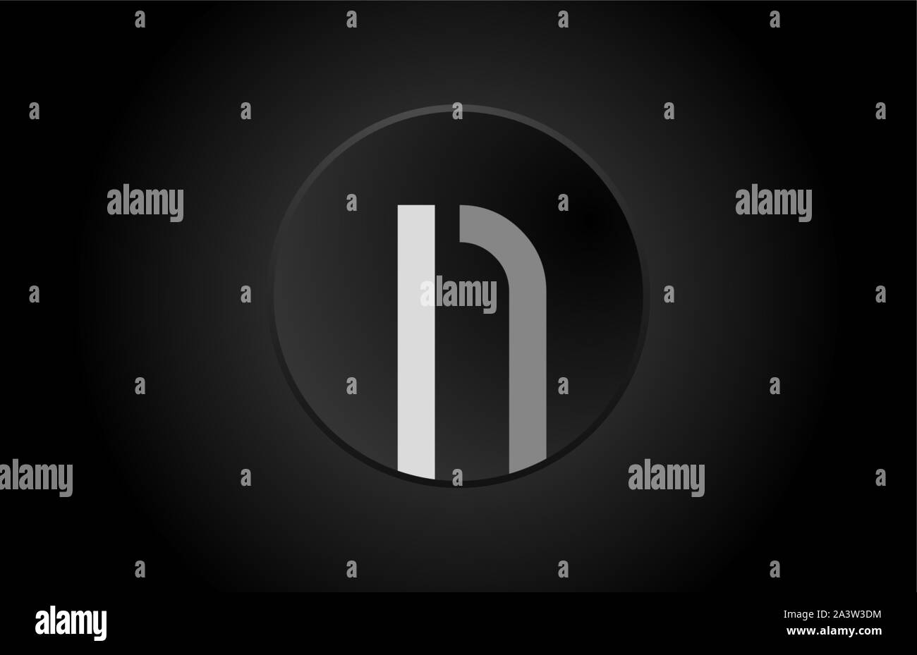 black and white alphabet letter n circle logo design suitable for a ...