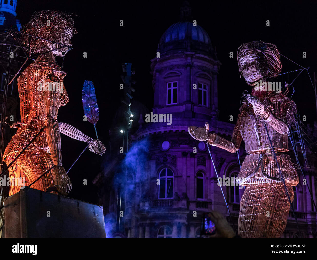 The Hull Freedom Festival is a world class arts festival.  Rise! By L’homme Debout featuring giant puppets. Stock Photo