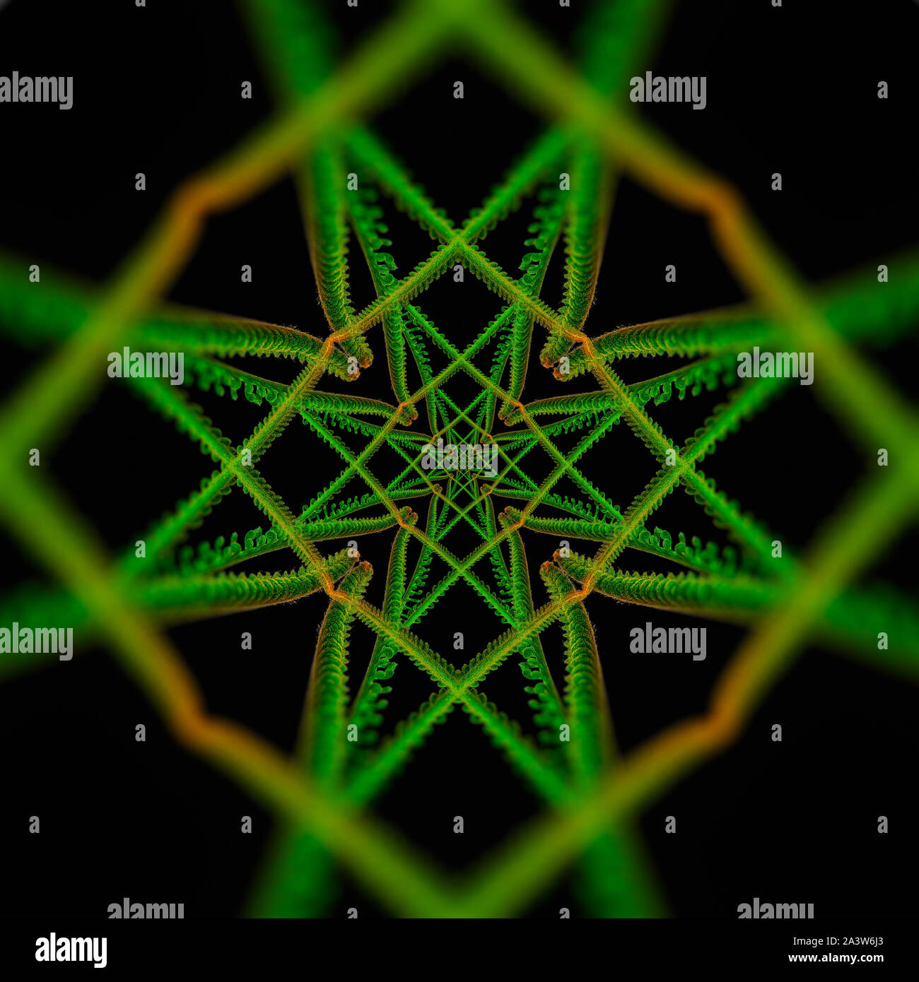 Abstract symmetrical concentric square star pattern made of macros from