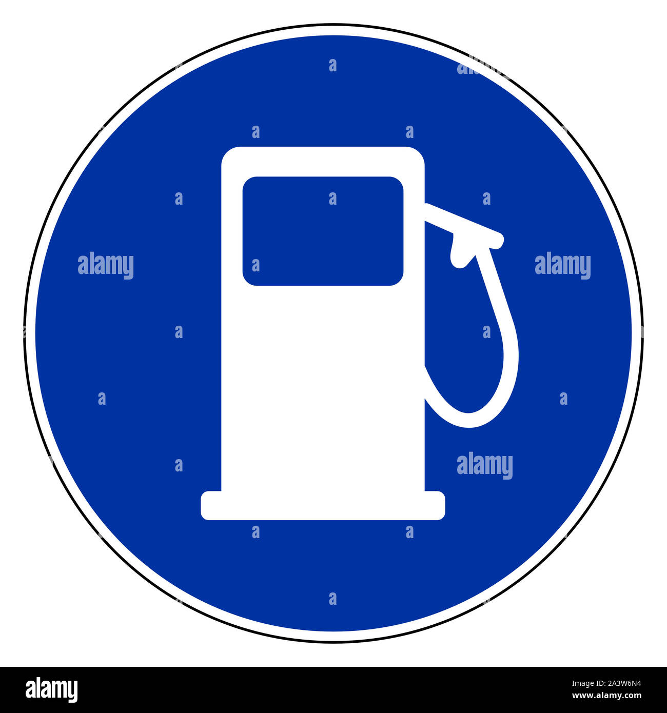 Gas station and blue sign Stock Photo - Alamy