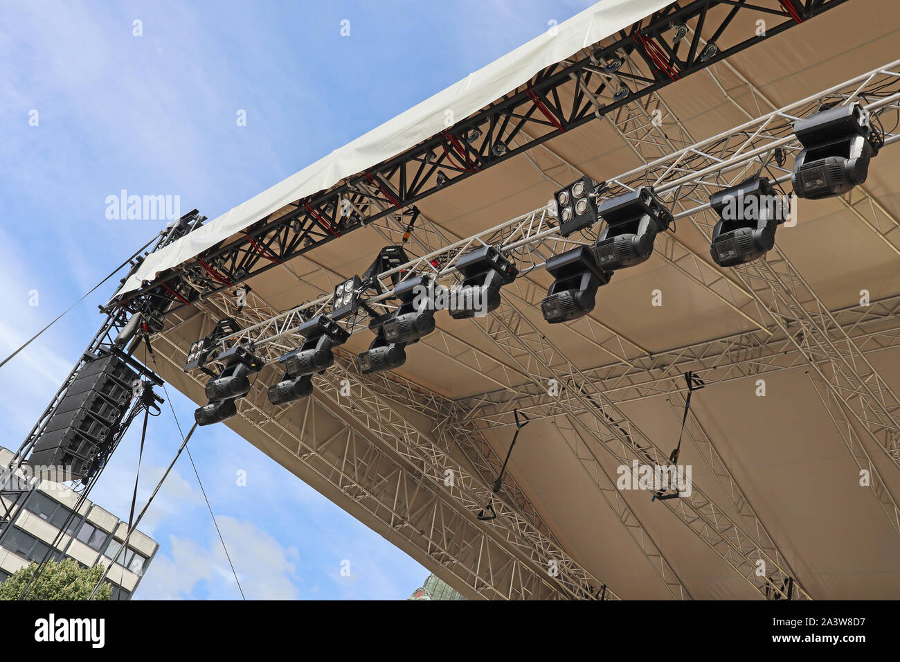 Spotlights of the concert stage Stock Photo - Alamy