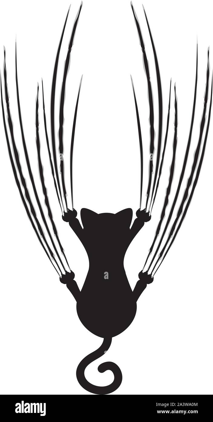Stylized cat silhouette with claw scratches marks. Stock Vector