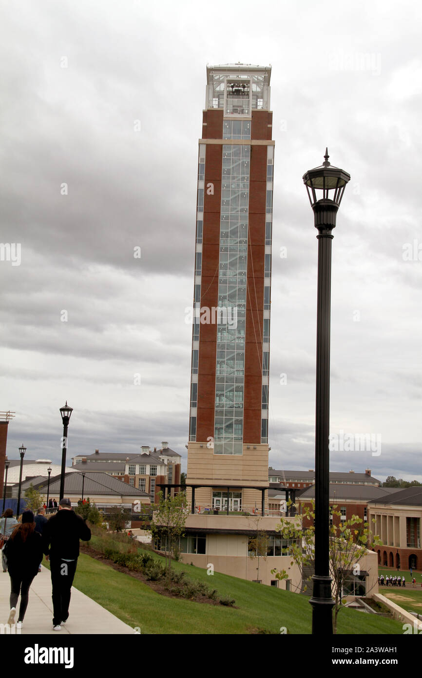 Exterior view of the Freedom tower on the campus of Liberty University in Lynchburg, VA, USA