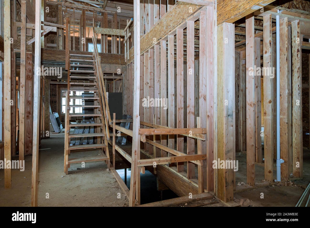 New construction of beam construction house framed the ground up ...