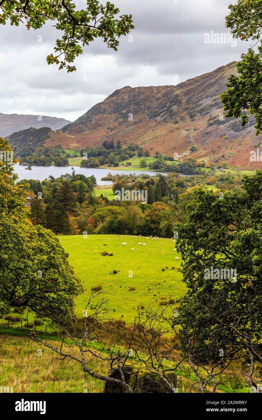 viewpoint above patterdale towards ullswater lake district cumbria england Stock Photo