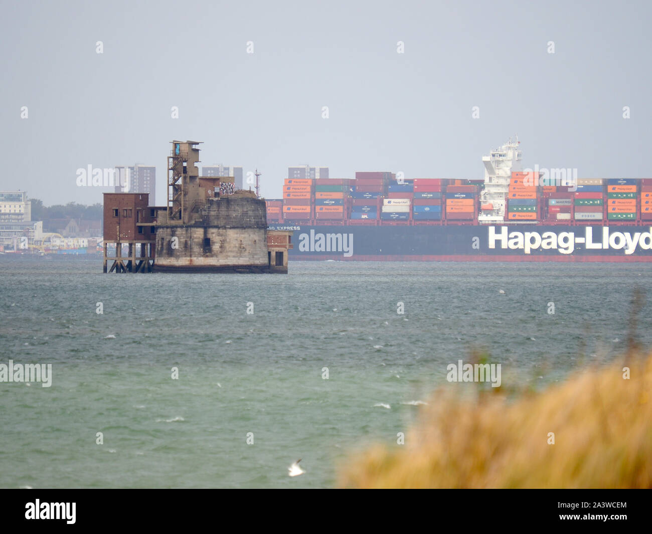 Queenborough, Kent, UK. 10th October, 2019. The distinctive Grain Tower