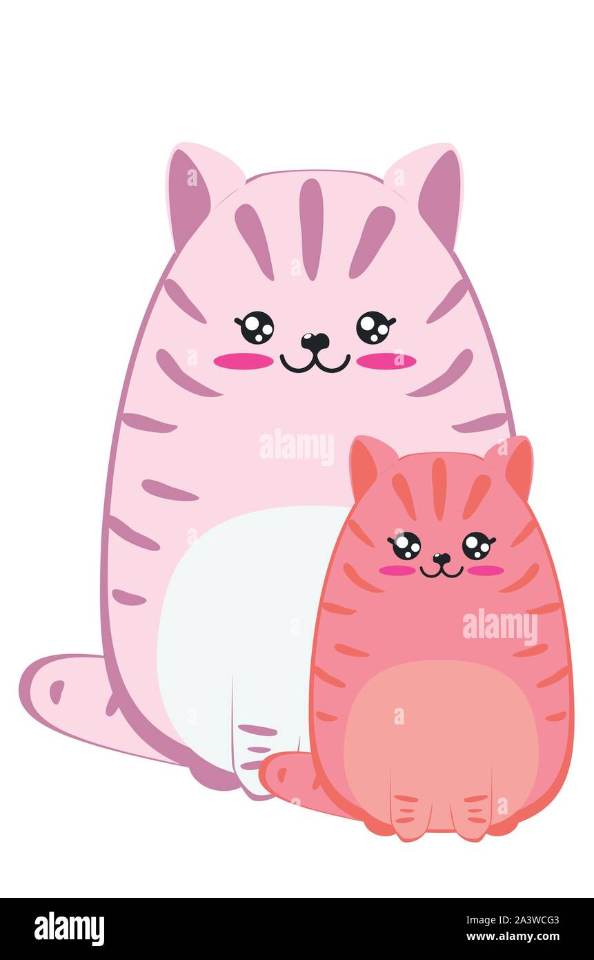 Cute cartoon fat pink cat abstract kawaii kitty design illustration Stock  Vector Image  Art  Alamy