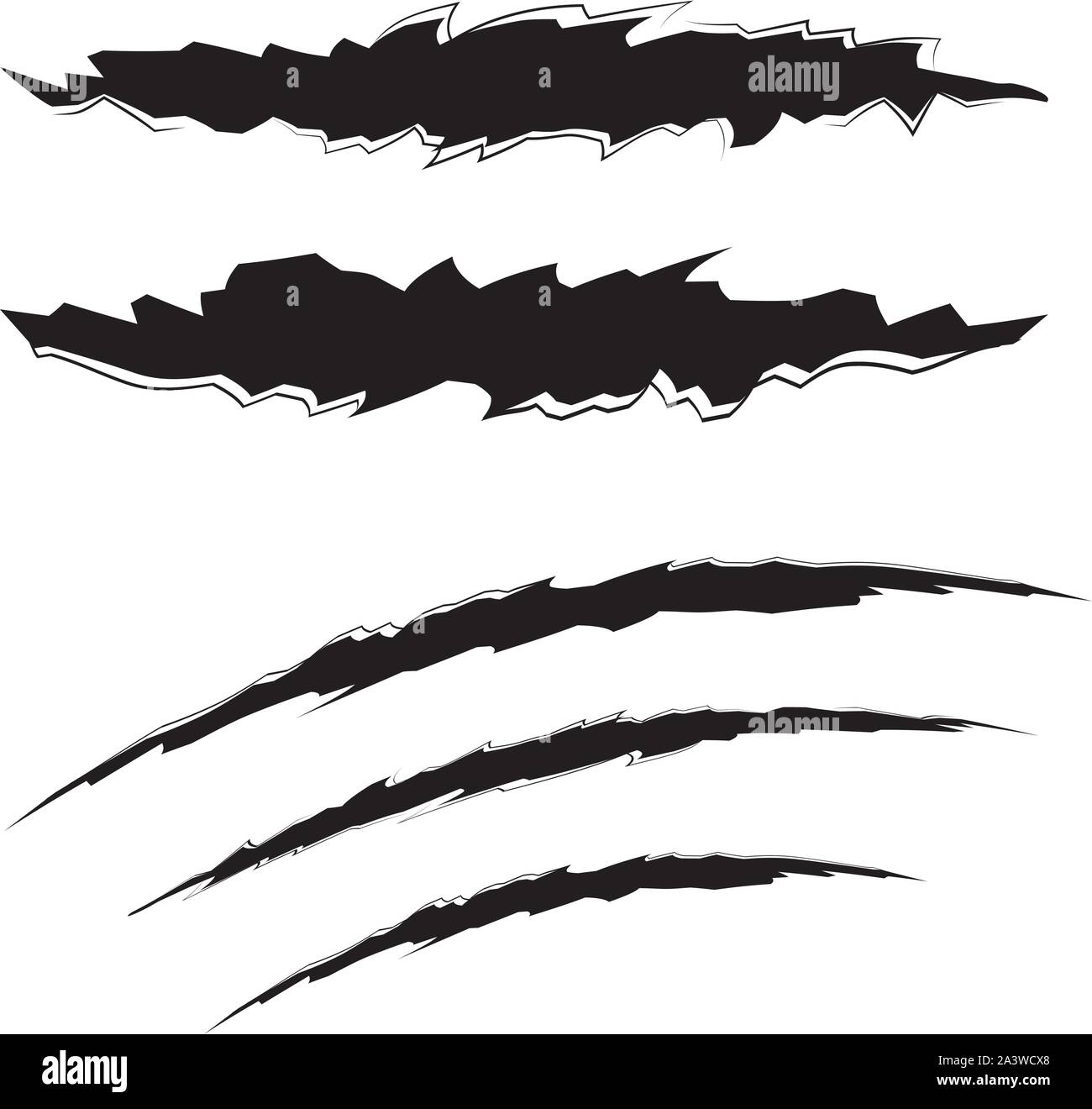 Cat claw scratches marks set on white background Stock Vector Image