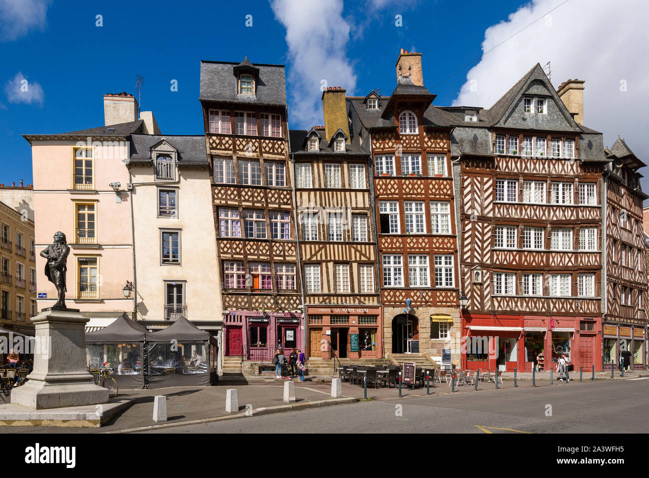 traditional half-timbered houses on Champ-Jacquet square, in the old ...