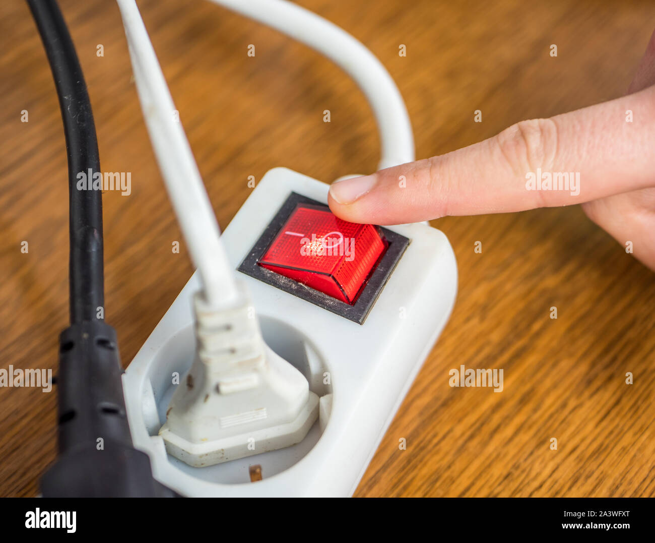 Switch off plug strip Stock Photo Alamy