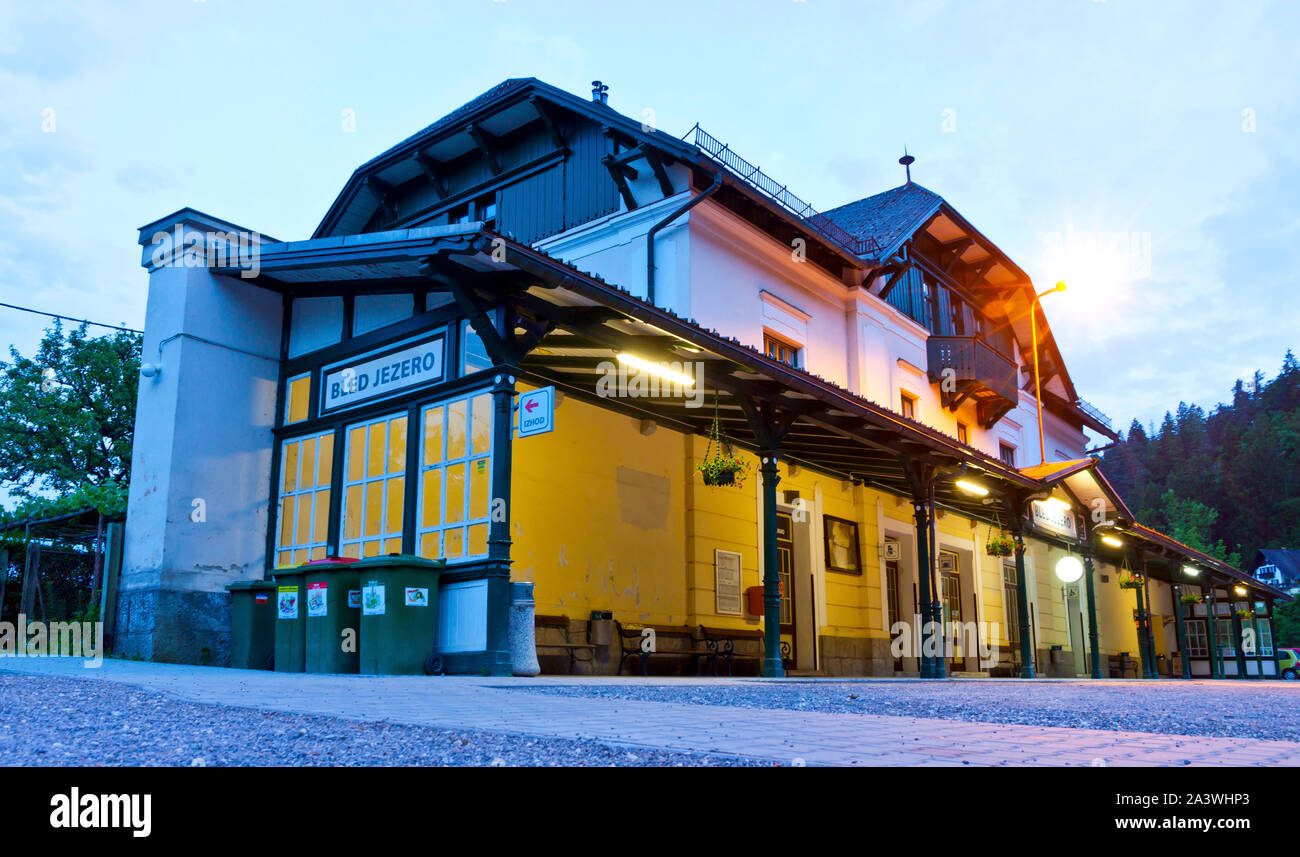 Building of small local railway station Bled Jezero near Lake Bled,  Slovenia Stock Photo - Alamy
