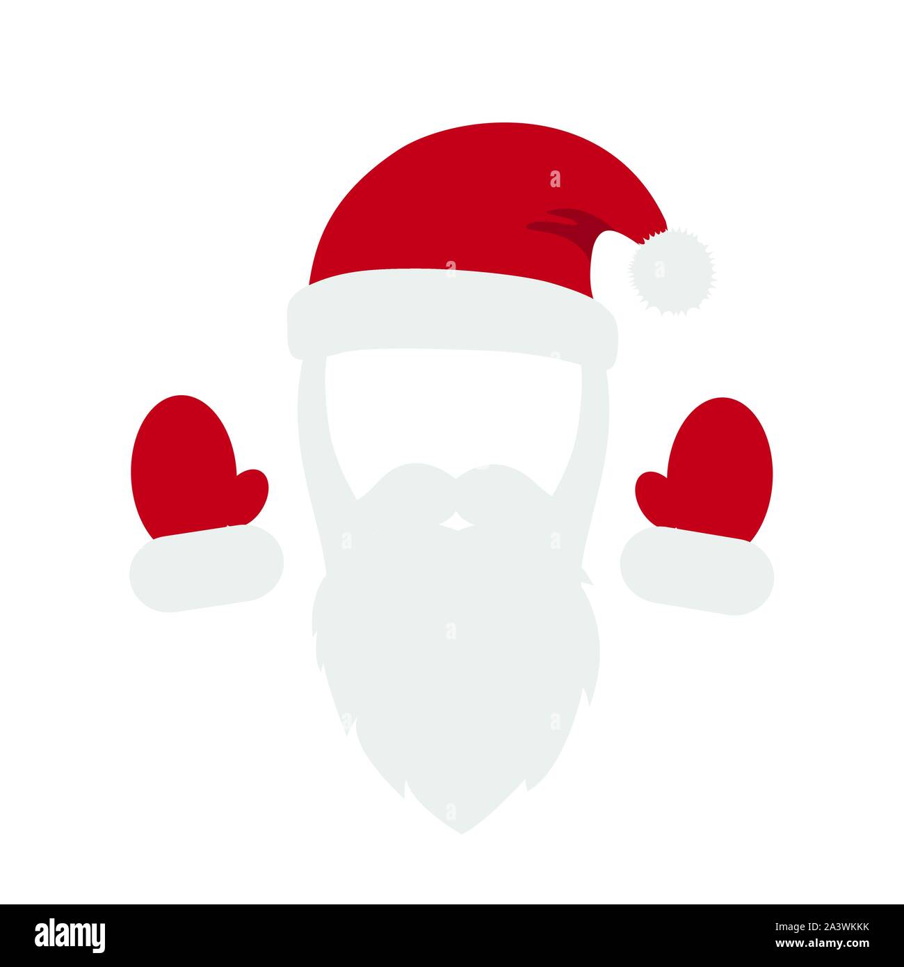 santa claus red costume with beard cap and gloves vector illustration ...