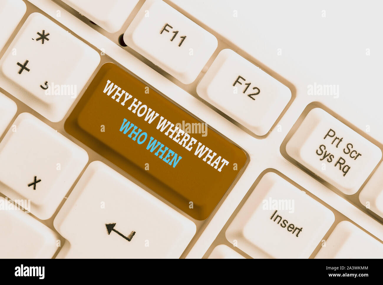 Writing note showing Why How Where What Who When. Business concept for ...