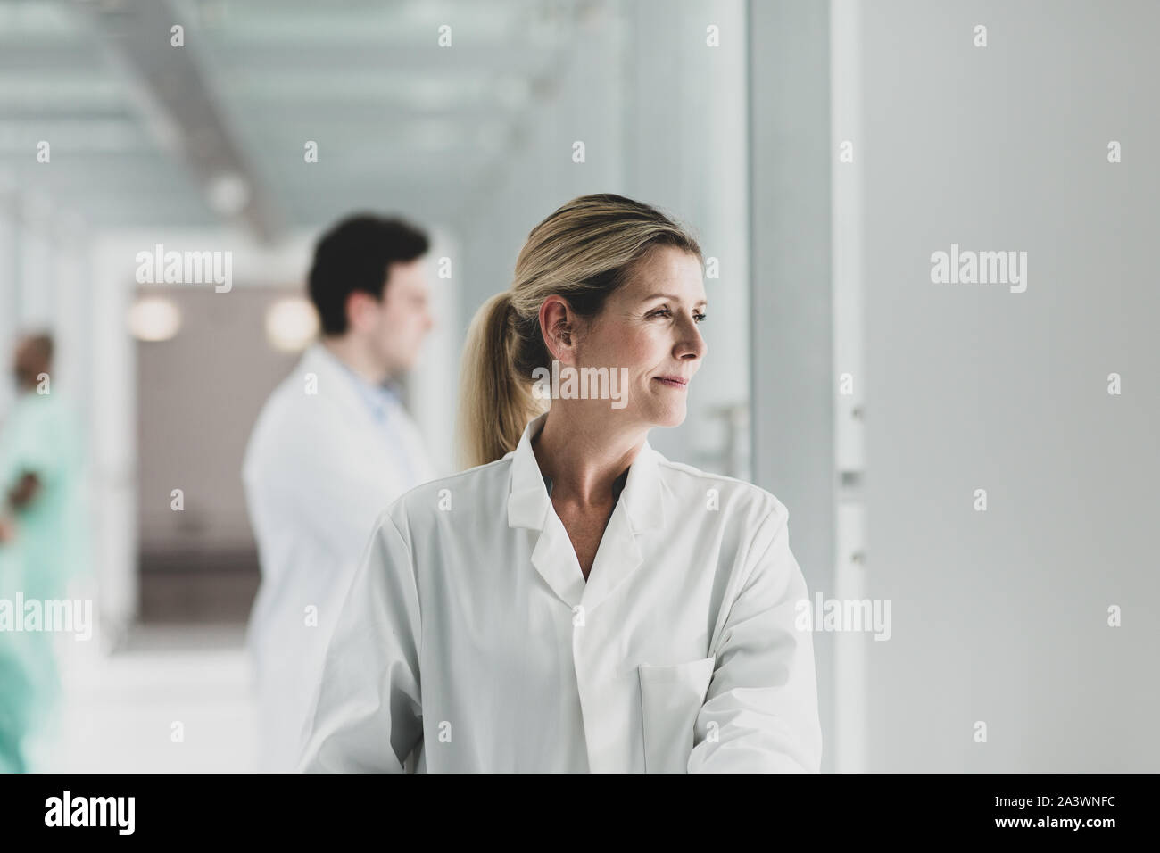 Portrait of confident female Doctor in Hospital Stock Photo