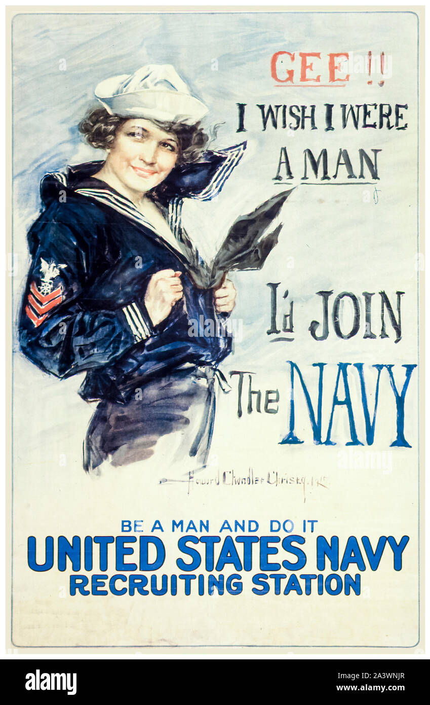 American US WW1 Recruitment Poster Gee I Wish I Were A Man I d 