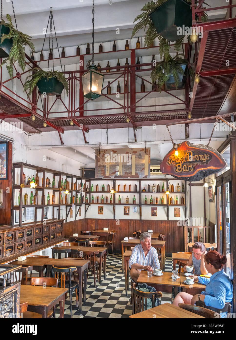 Interior of a traditional old cafe bar on Plaza Dorrego, San Telmo, Buenos Aires, Argentina Stock Photo