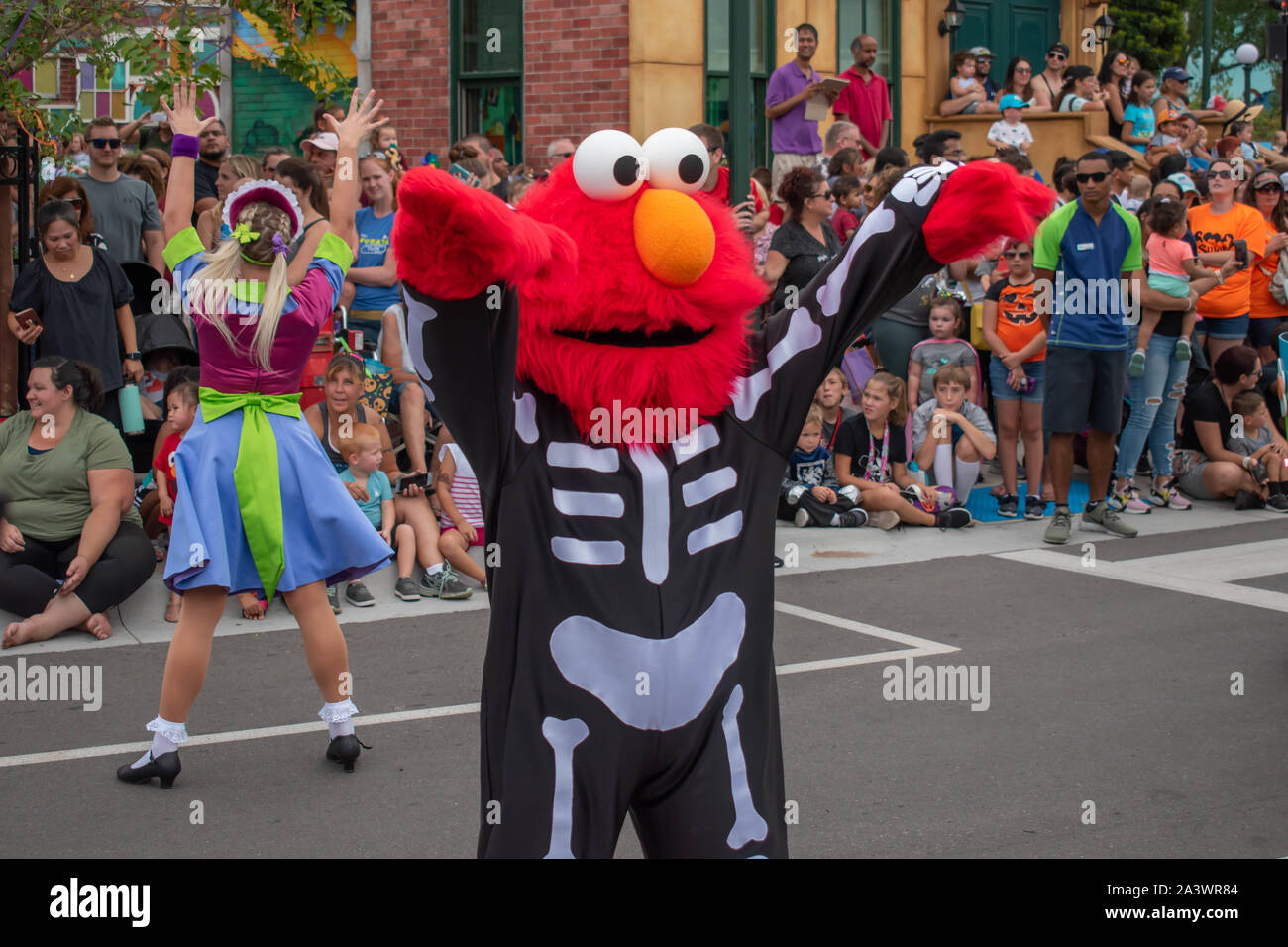Orlando, Florida. September 21, 2019. Elmo in Halloween Sesame Street