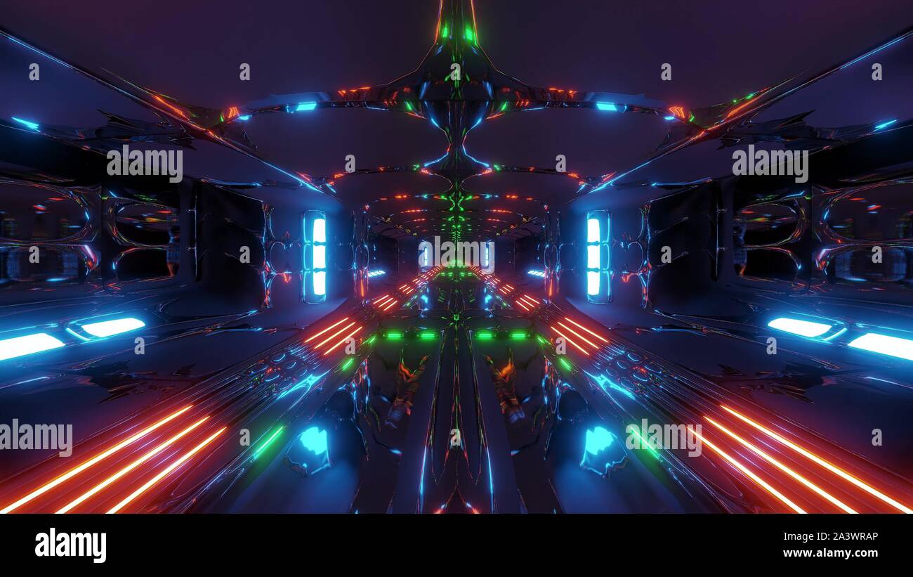 futuristic scifi alien tunnel building 3d rendering wallpaper ...