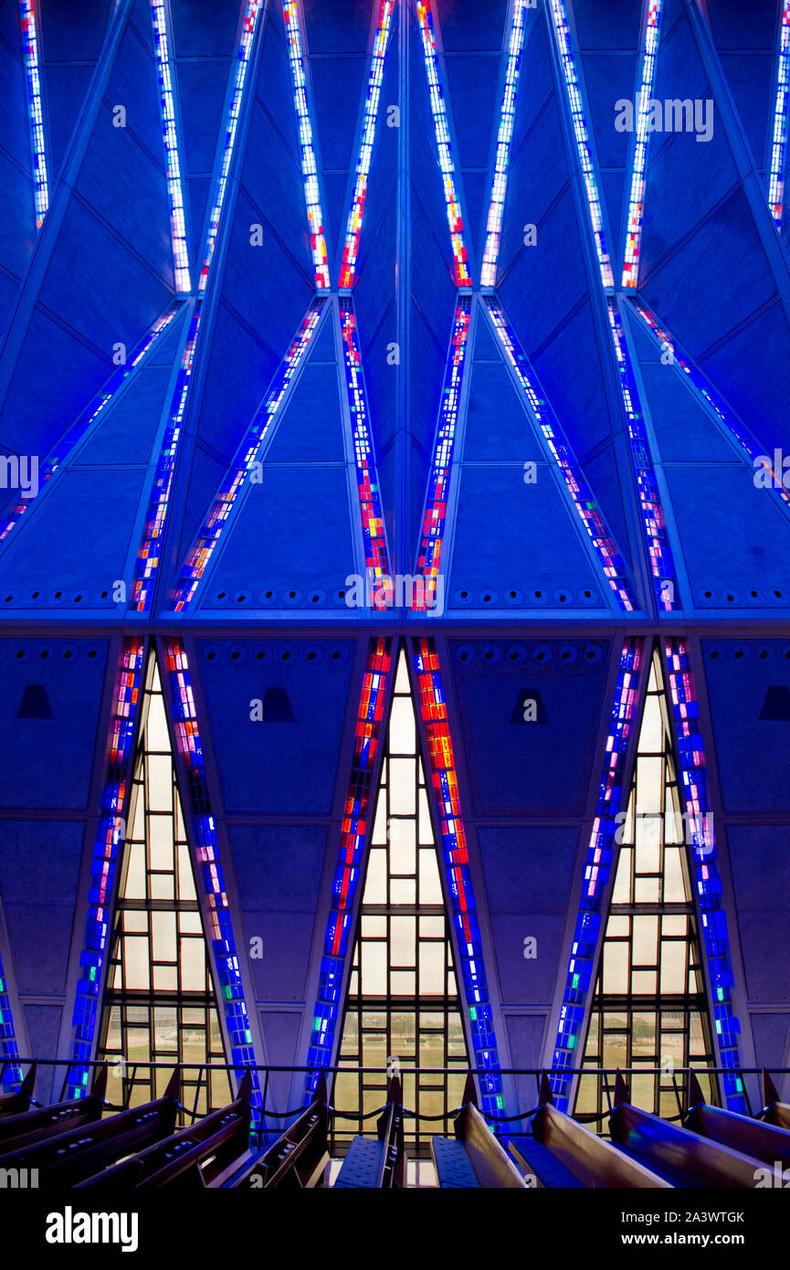 Interior detail of the United States Air Force Academy Chapel in ...