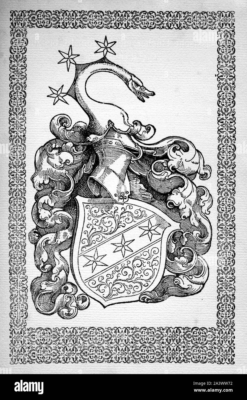 Blazon, Coat of arms, Heraldry, Bookplate, Exlibris Gottesheim Stock Photo