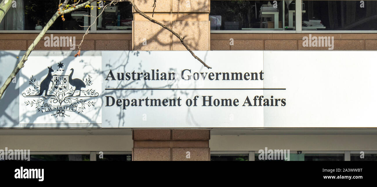 Sign for Australian Federal Government Department of Home Affairs Melbourne  Victoria Australia Stock Photo - Alamy