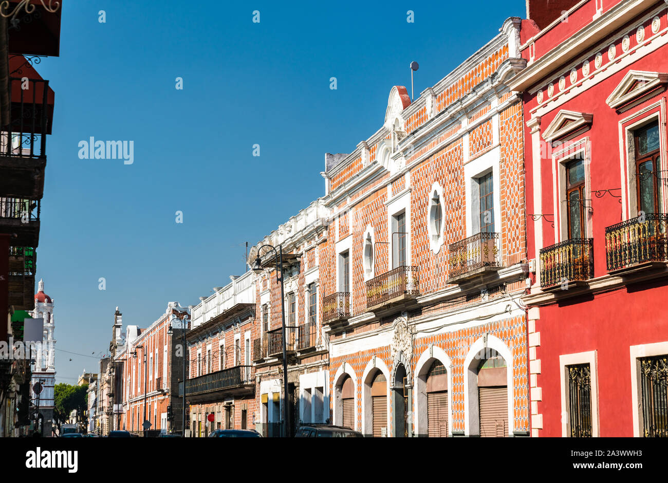 Traditional buildings in Puebla, Mexico Stock Photo
