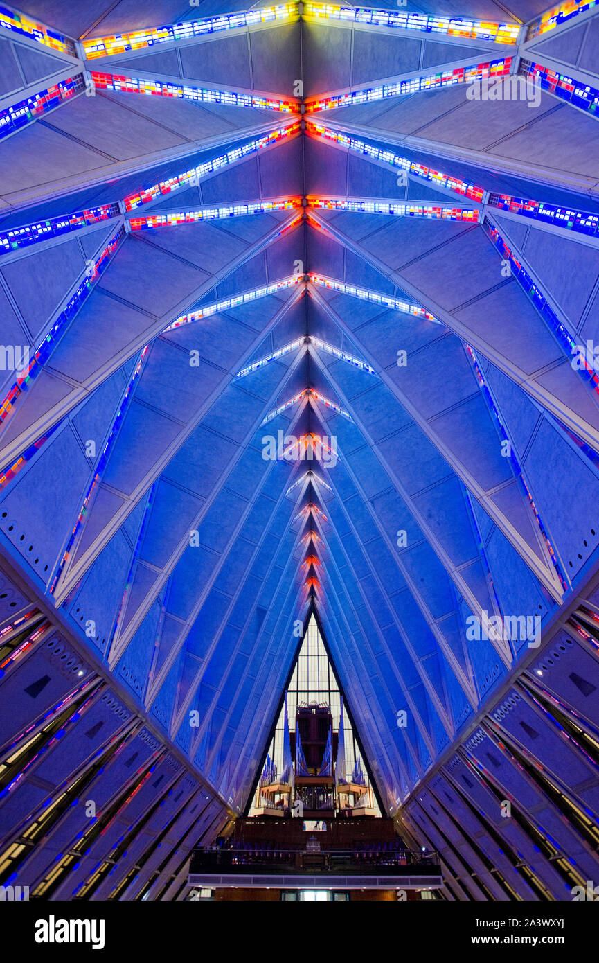 Interior detail of the United States Air Force Academy Chapel in ...