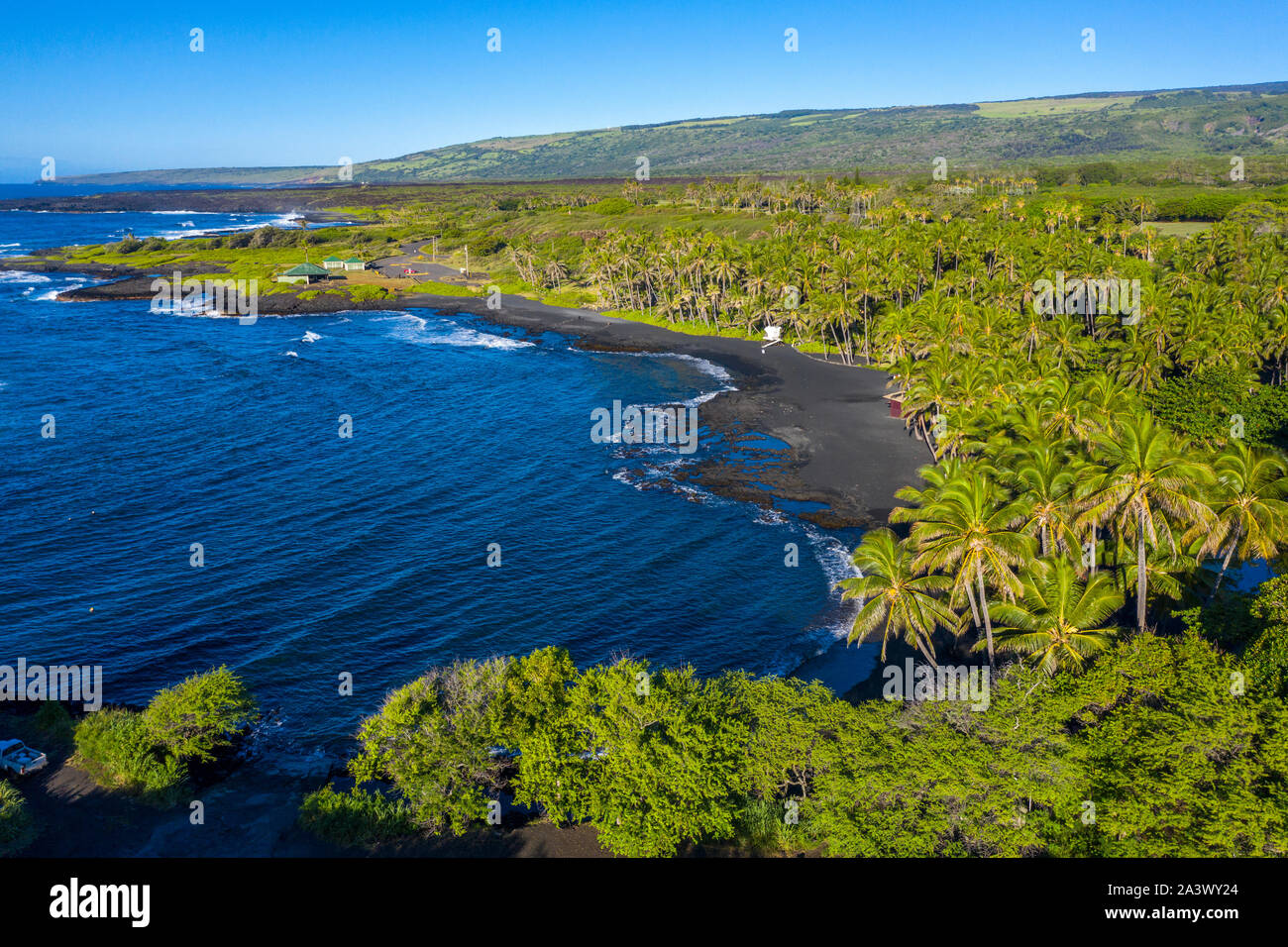 Punaluu Black Sand Beach, Pahala, Kau, Big Island of Hawaii, Hawaii