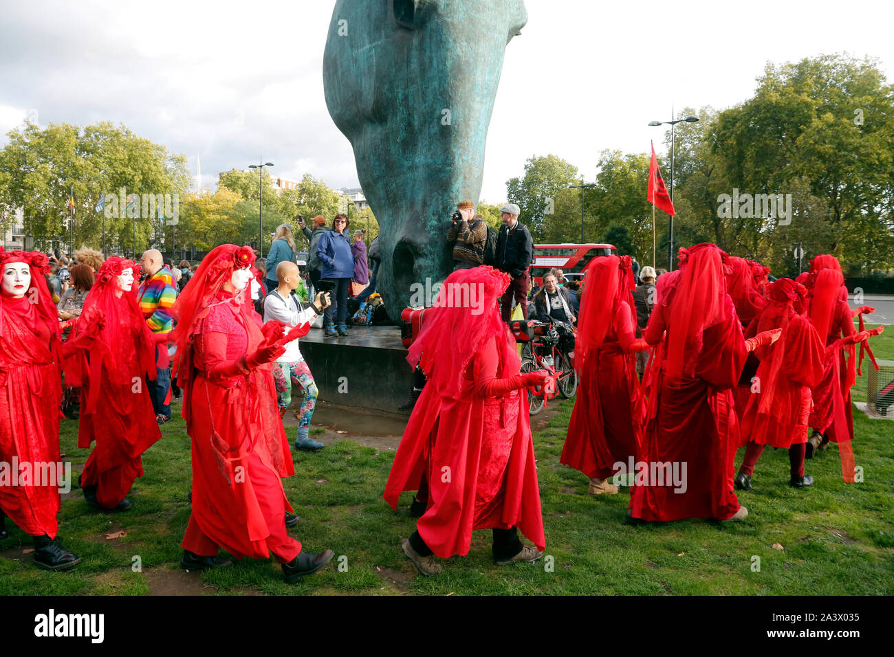 Extinction rebellion opening ceremony at marble arch. Stock Photo