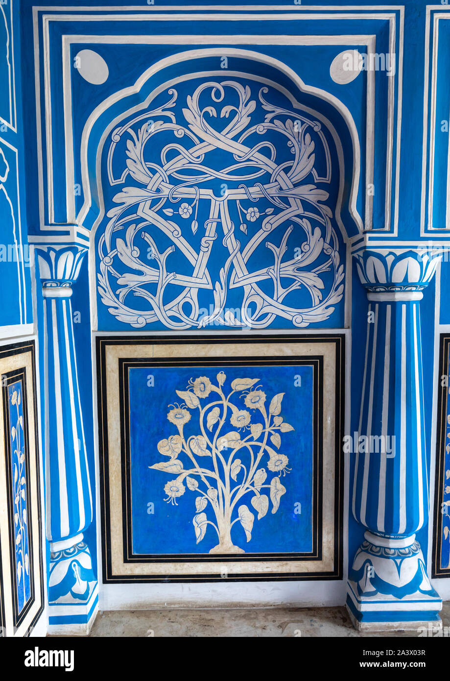 Sukh Niwas blue room in the city palace, Rajasthan, Jaipur, India Stock ...