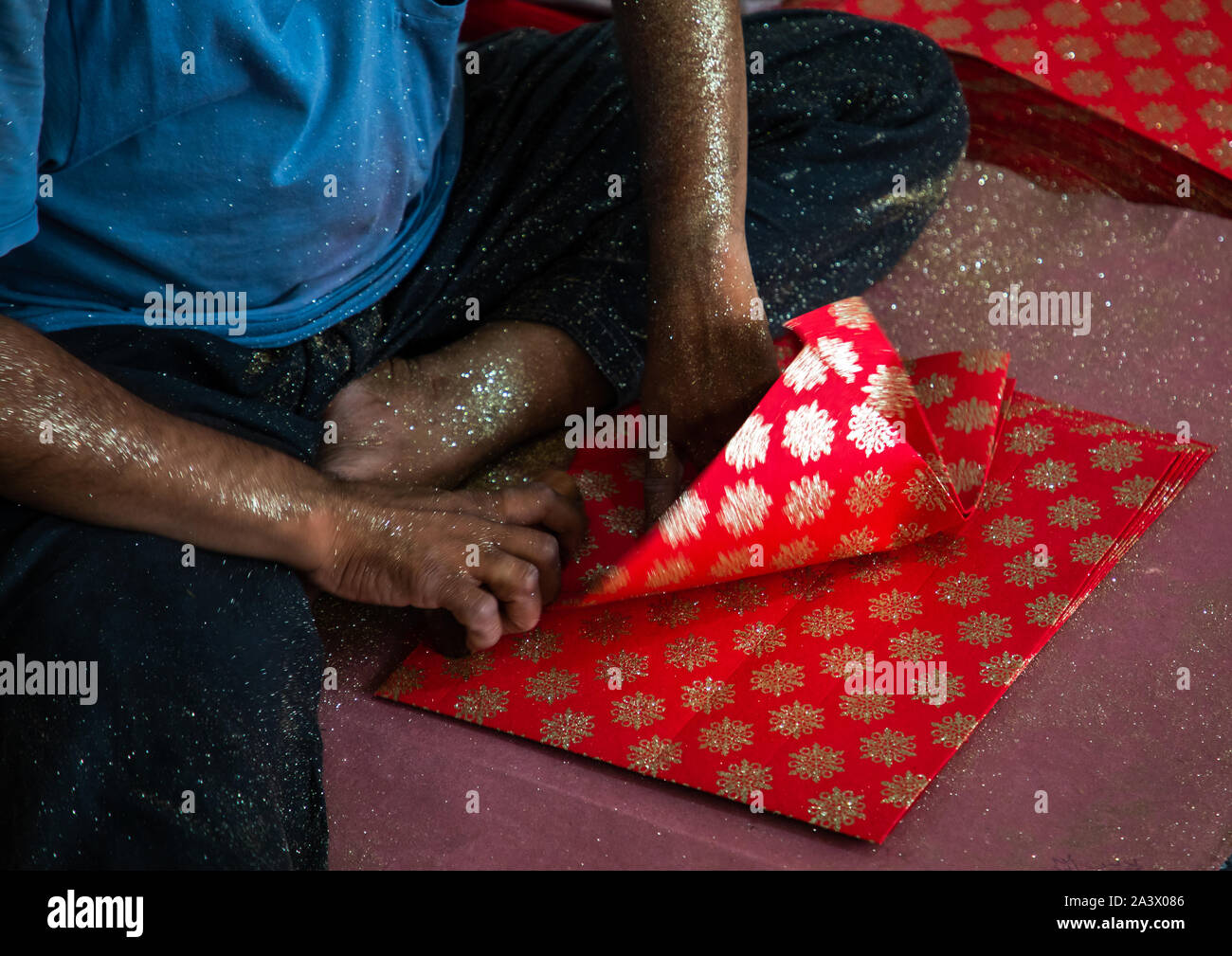 Indian man working in Salim's paper handmade paper factory, Rajasthan