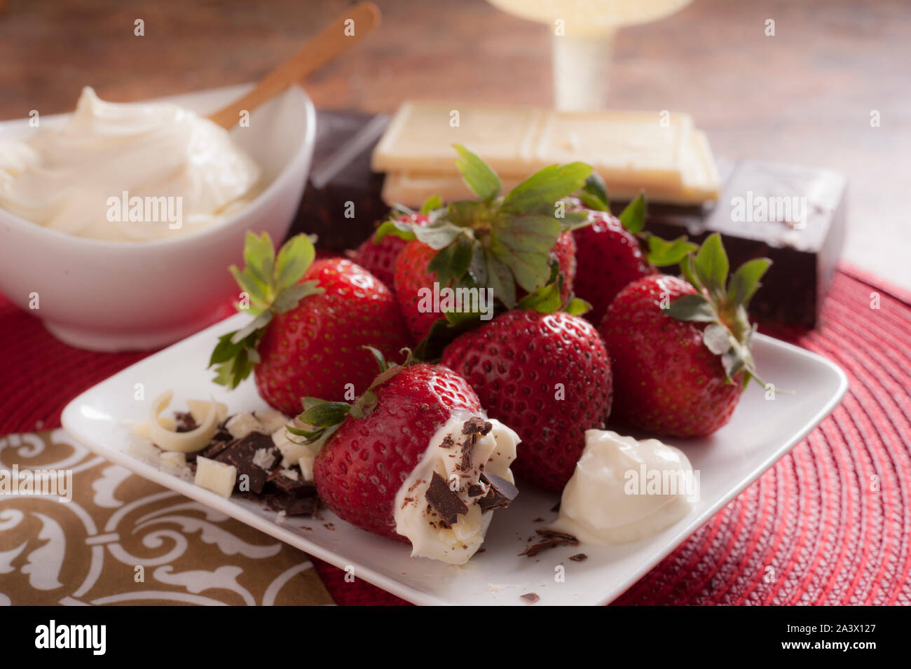 Strawberries and Mascarpone Cheese Stock Photo Alamy