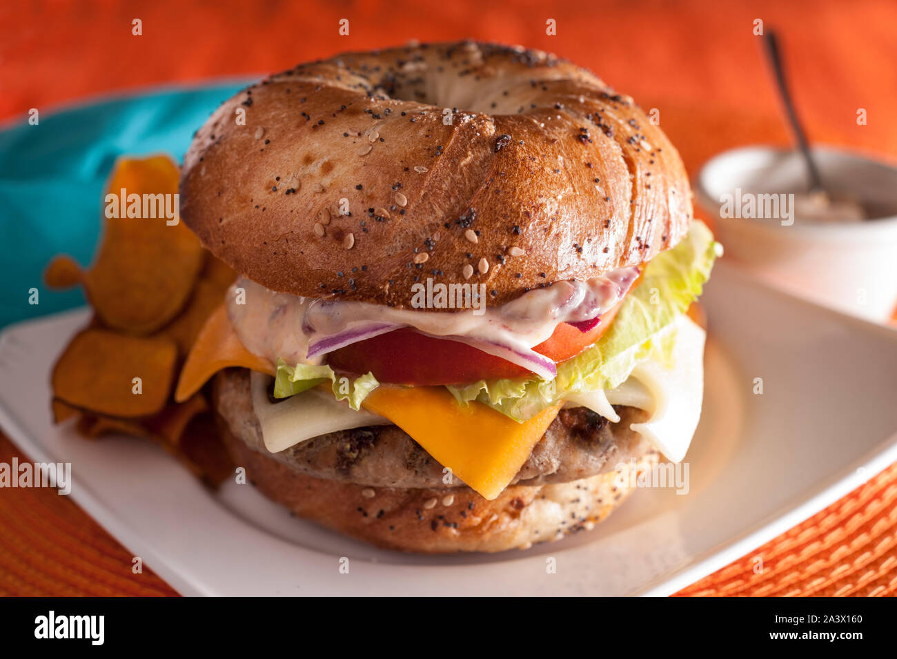 Turkey Cheese Burger Stock Photo Alamy