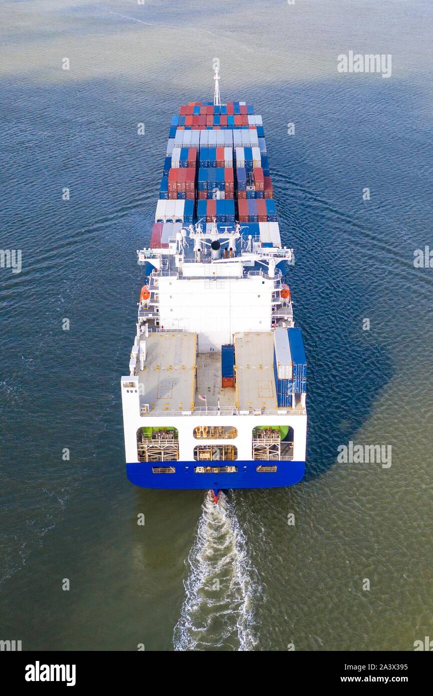 Aerial view bulk freighter in hi-res stock photography and images - Alamy