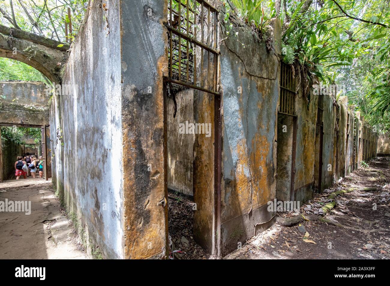 PRISONERS' CELLS, ABANDONED RUINS OF THE FORMER PENAL COLONY ON ILE