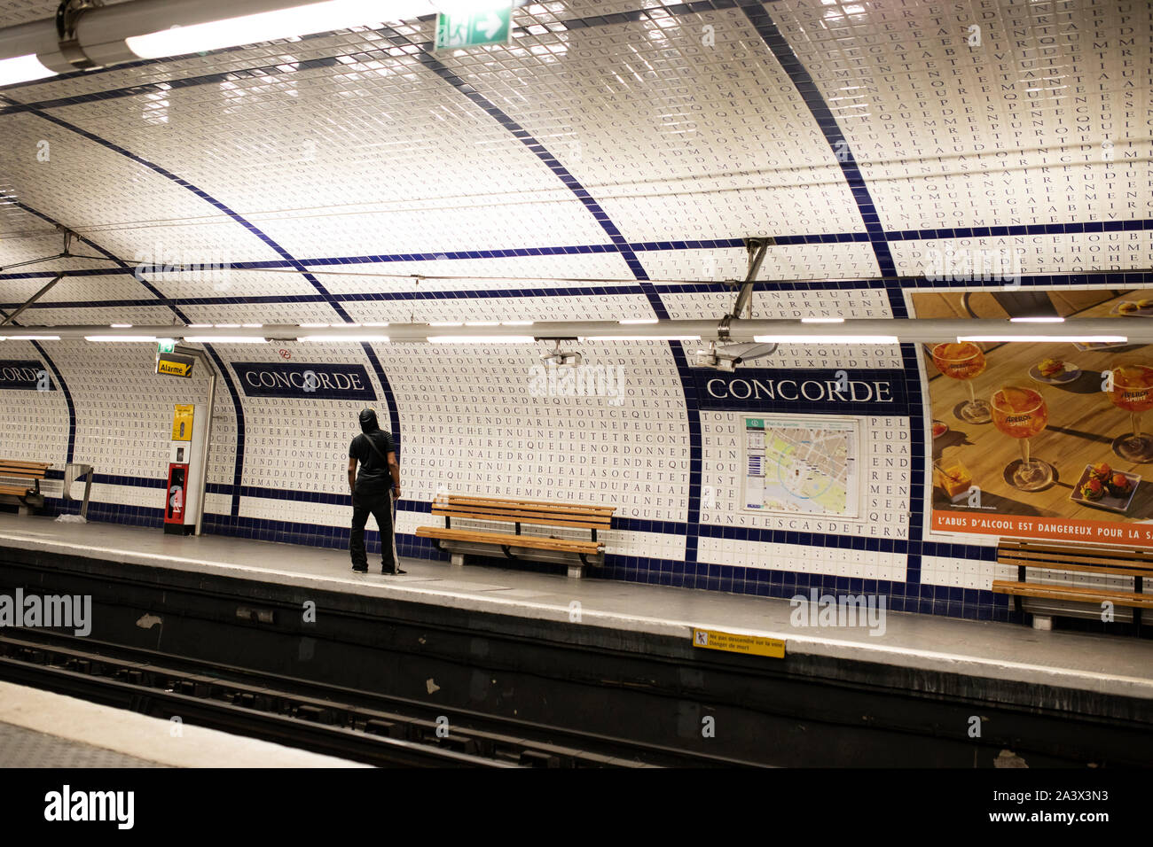 The platform at the Concorde metro station in Paris, France. Stock Photo
