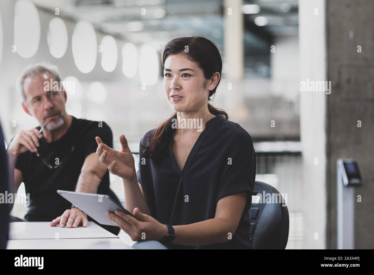 Businesswoman leading a meeting Stock Photo