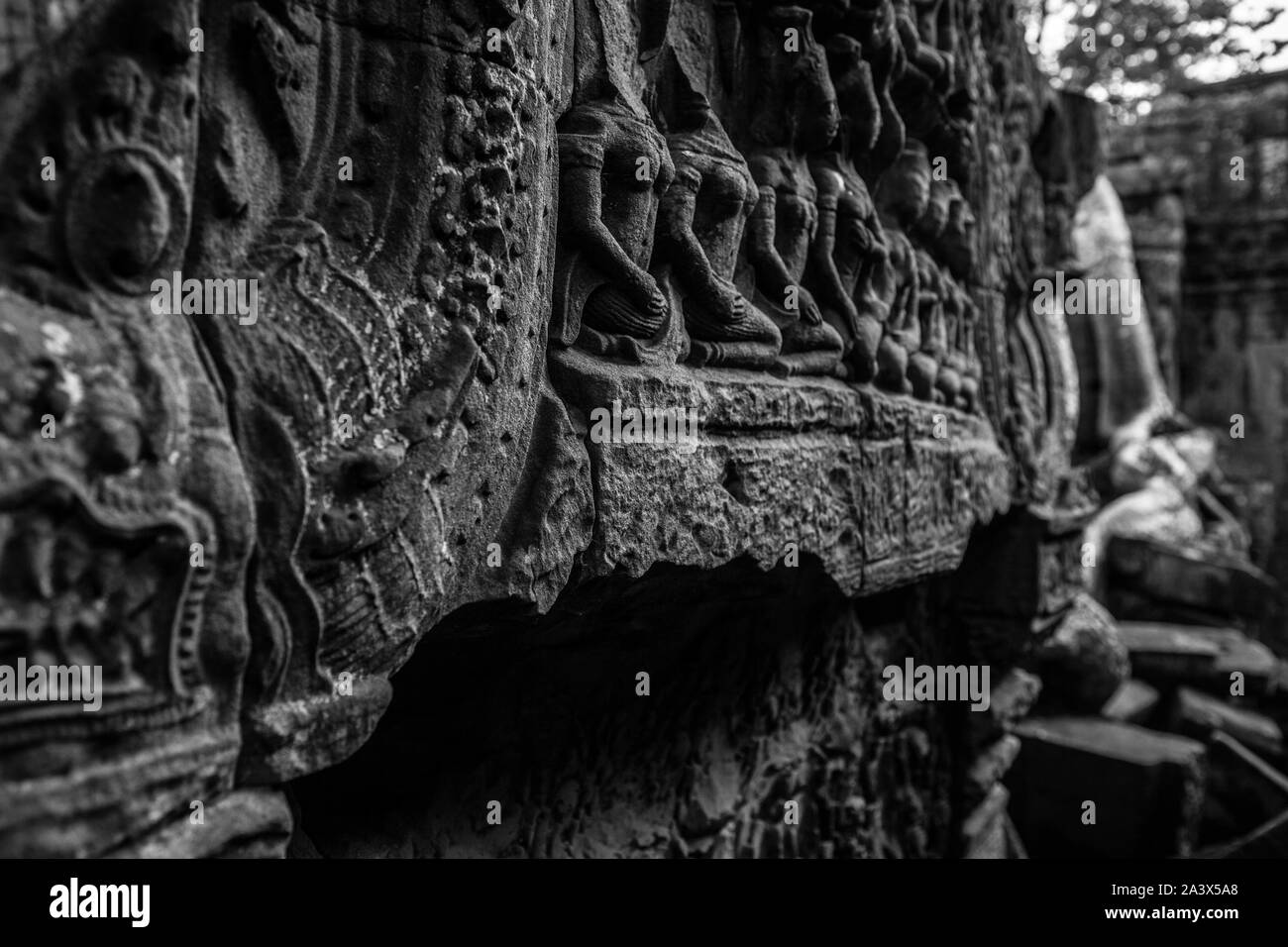 Details of bas reliefs in Angkor Wat, Cambodia Stock Photo