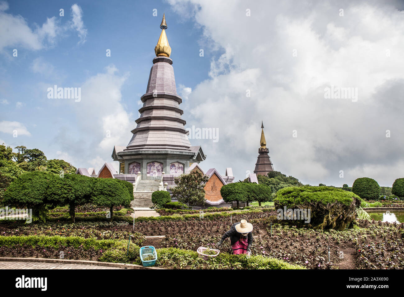 Nawamayteedon Temple, Doi Inthanon National Park, Chiang Mai Stock Photo