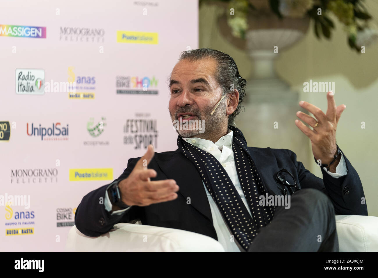 Trento, Italy. 10th Oct, 2019. Moncler chairman and CEO REMO RUFFINI  attends ""˜Il Festival dello Sport' in Trento, Italy. Credit: James  Gasperotti/ZUMA Wire/Alamy Live News Stock Photo - Alamy