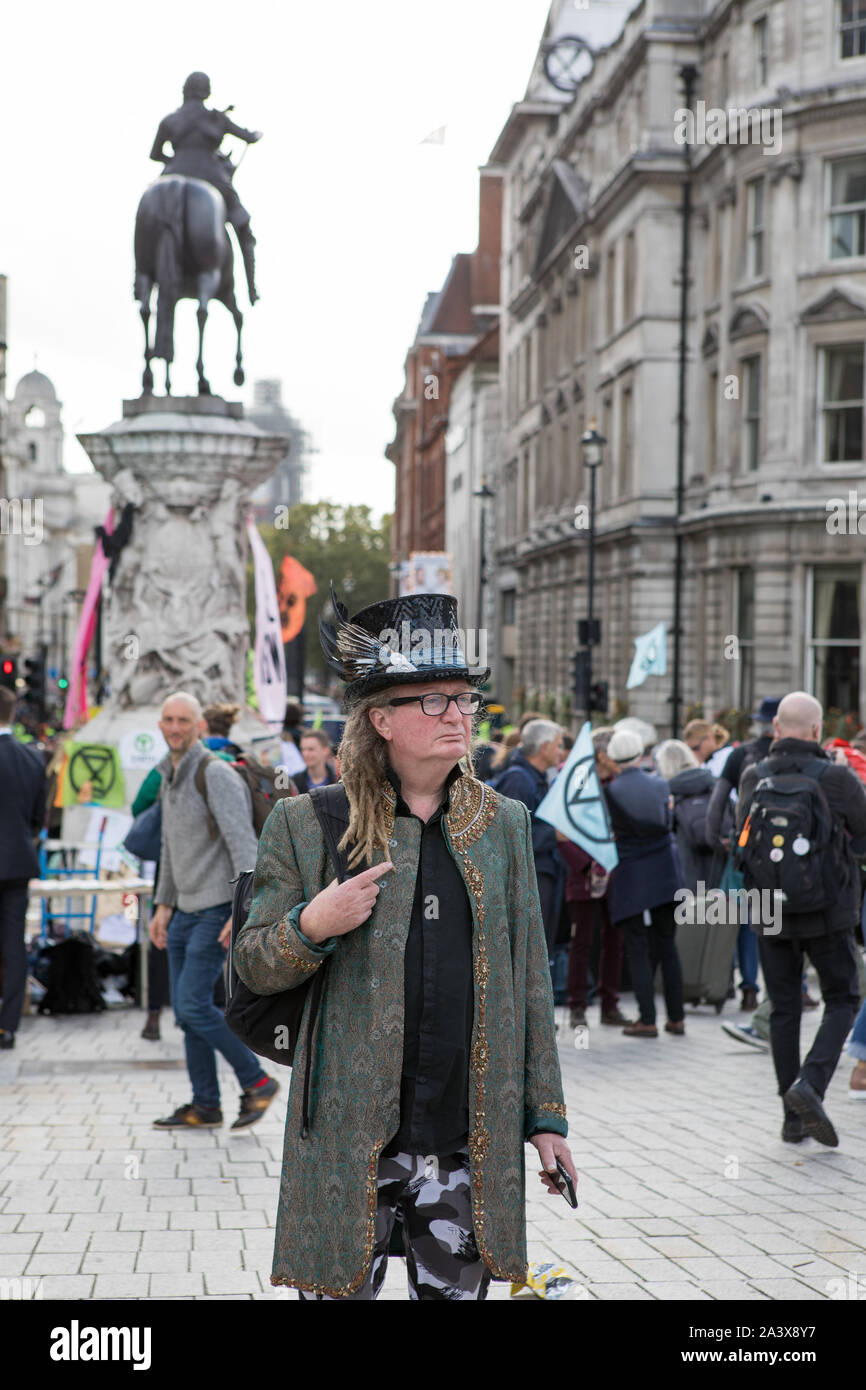 Westminster, London, UK. 10 October 2019. Environmental campaigners Extinction Rebellion have started two weeks protests from 7th to 20th October in and around London to demonstrate against climate change. The protesters in Trafalgar Square demand decisive action from the UK Government on the global environmental crisis. Stock Photo