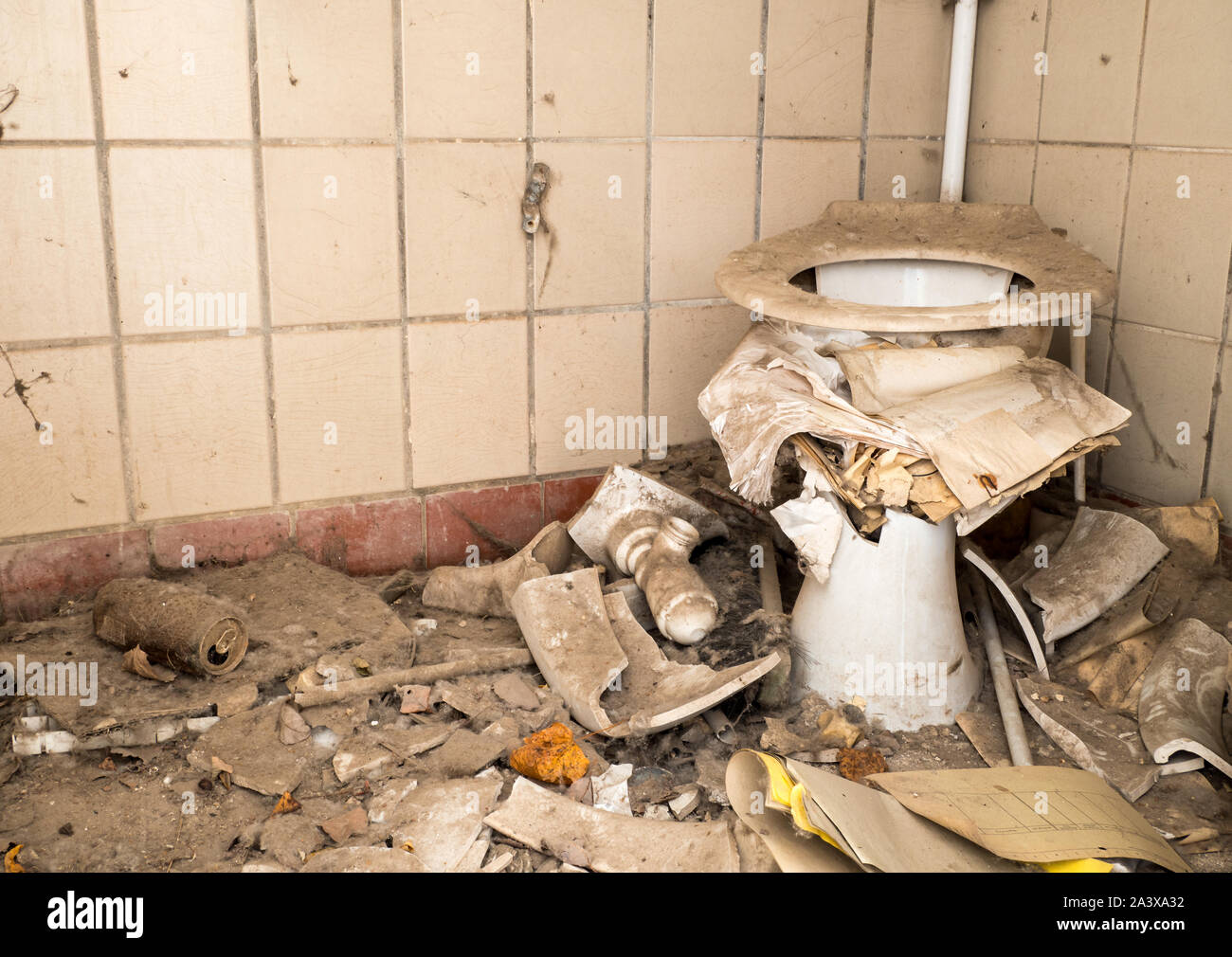 dilapidated sanitary facility Stock Photo