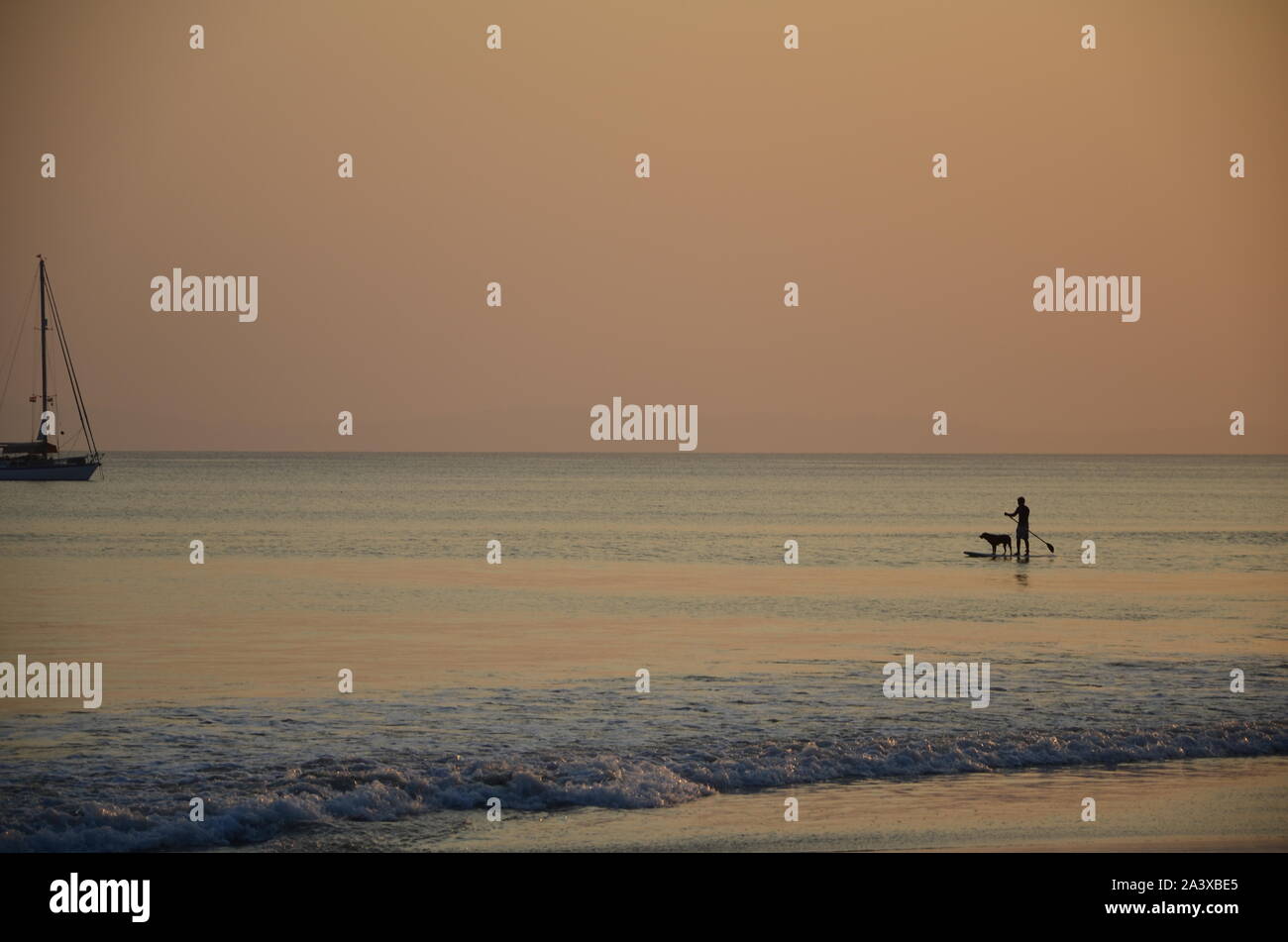 The sunset at the sea on tropical island Stock Photo