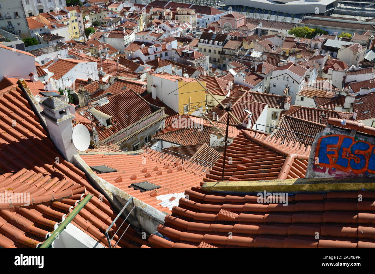 The view of the city rooftops in Portugal Stock Photo